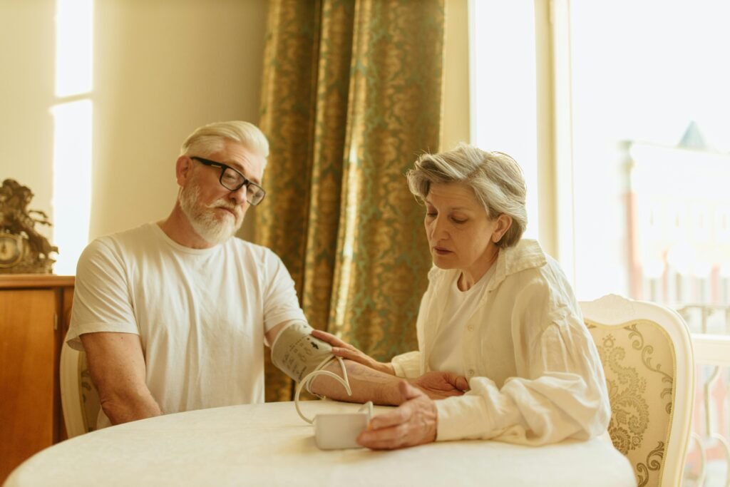 A caregiver checking on a AFC patient