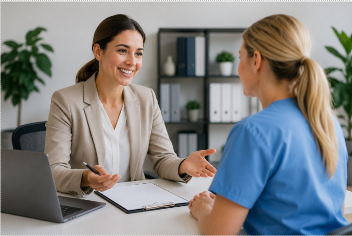 nurse interacting